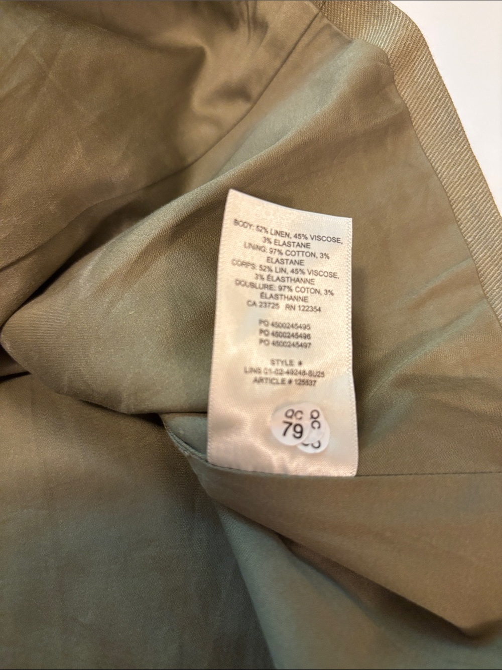 NWT Babaton Olive Sleeveless Top - size 10 - Picture 14 of 14